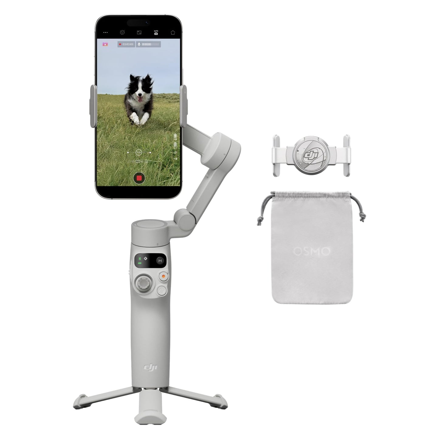 DJI Osmo Mobile 7P Gimbal Stabilizer for iPhone, Android, Native Tracking, Lighting, 3-Axis Phone Gimbal, Quick Launch, One-Tap Edit, Built-in Extension Rod & Tripod, 10hrs Use, Phone Charging