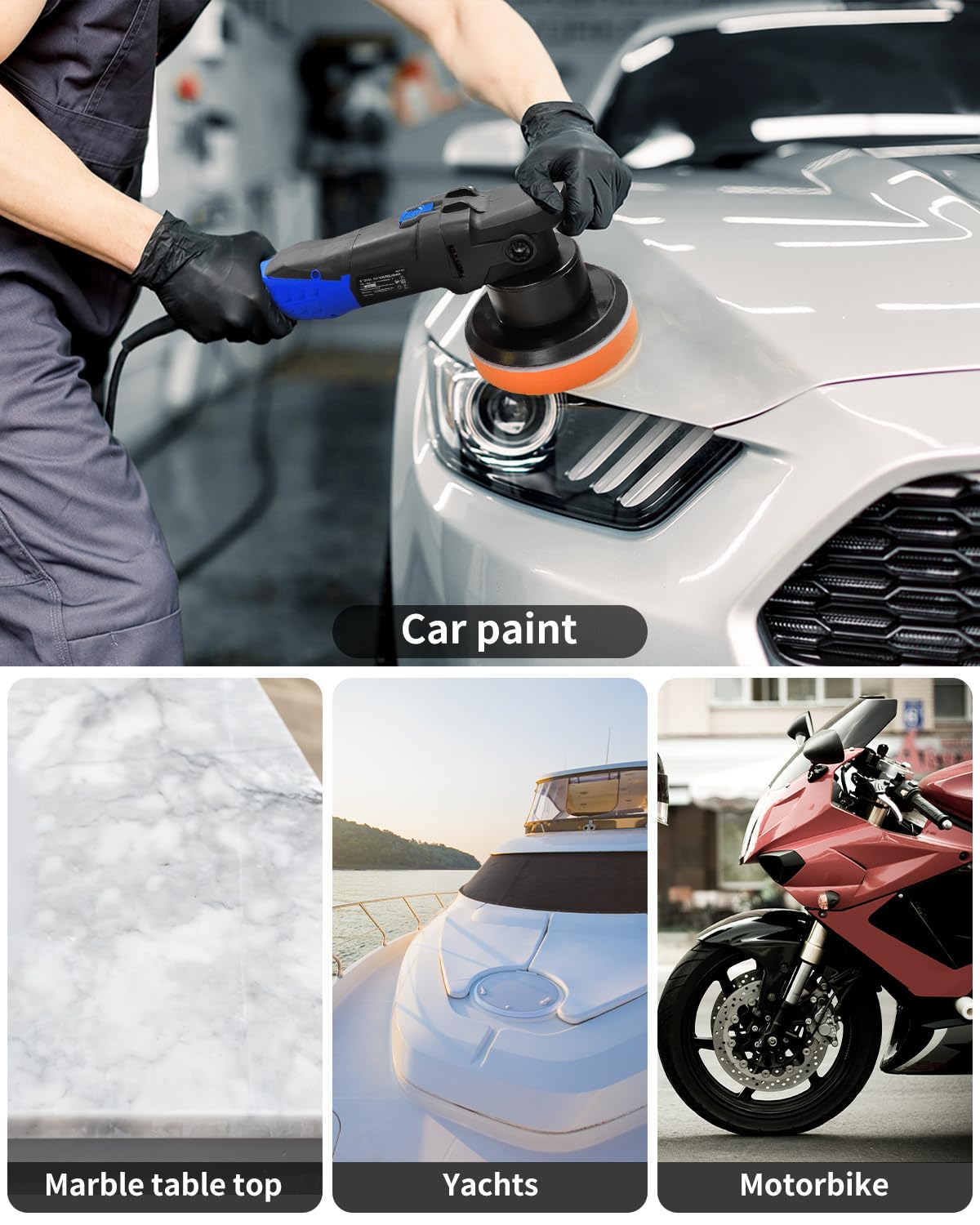 AVID POWER Buffer Polisher, 6-inch Dual Action/DA Polisher for Car Detailing, Random Orbital Car Buffer Polisher Waxer Kit with Variable Speed & 3 Polishing Pads