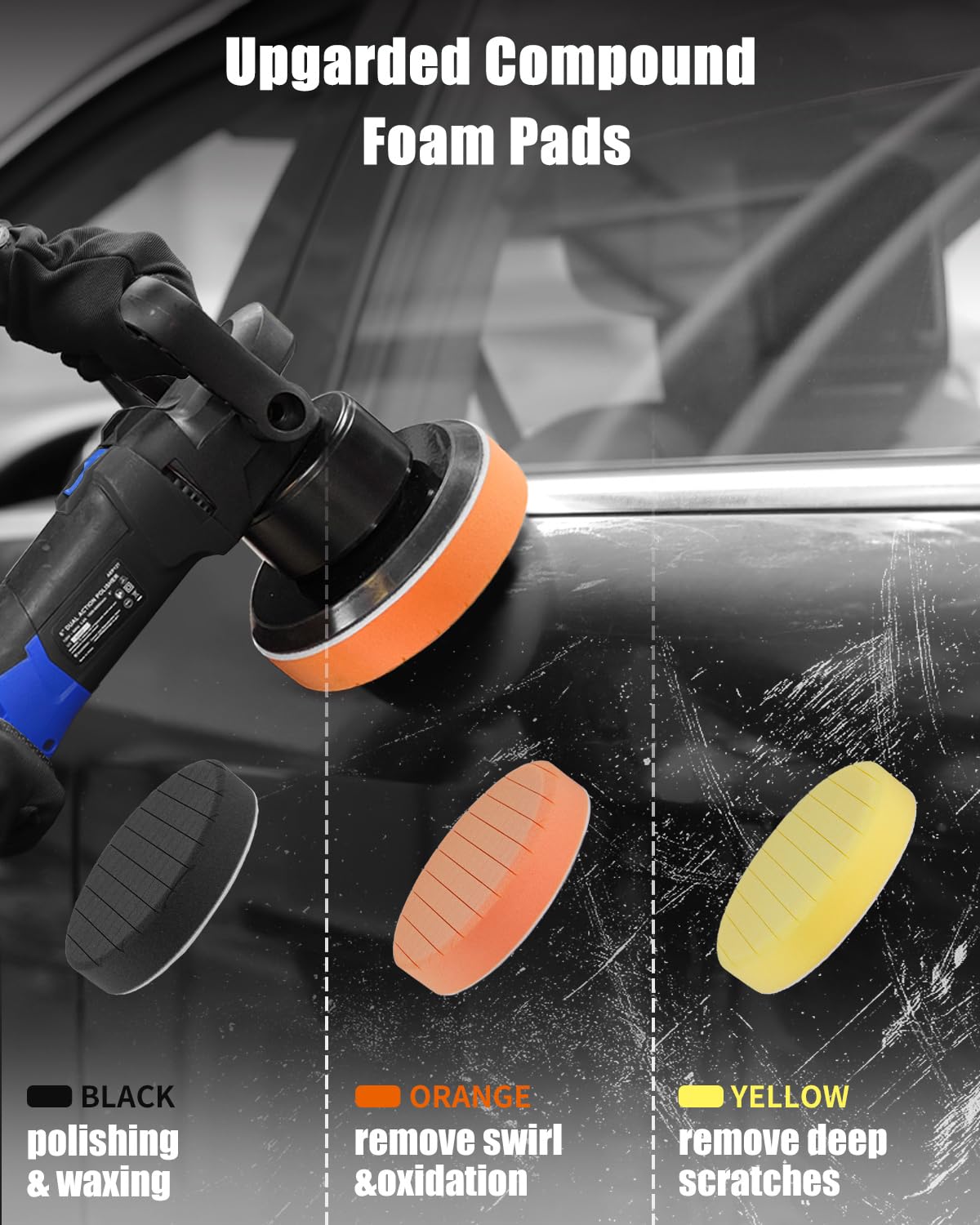 AVID POWER Buffer Polisher, 6-inch Dual Action/DA Polisher for Car Detailing, Random Orbital Car Buffer Polisher Waxer Kit with Variable Speed & 3 Polishing Pads