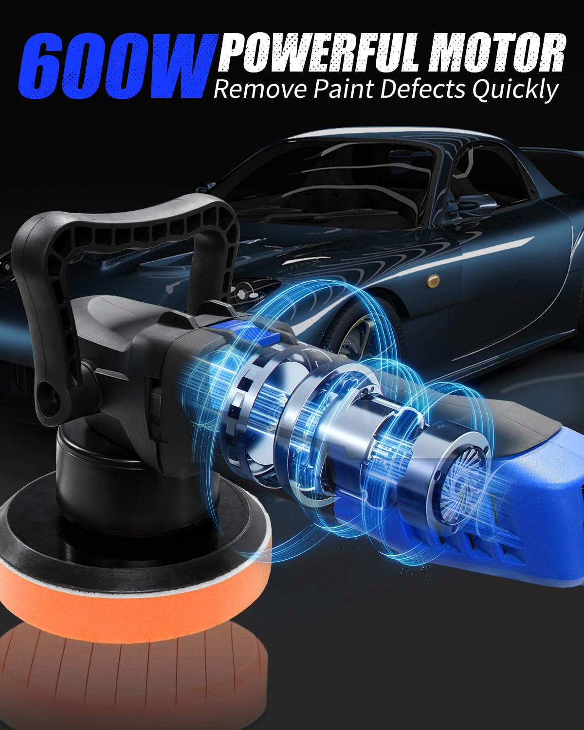 AVID POWER Buffer Polisher, 6-inch Dual Action/DA Polisher for Car Detailing, Random Orbital Car Buffer Polisher Waxer Kit with Variable Speed & 3 Polishing Pads