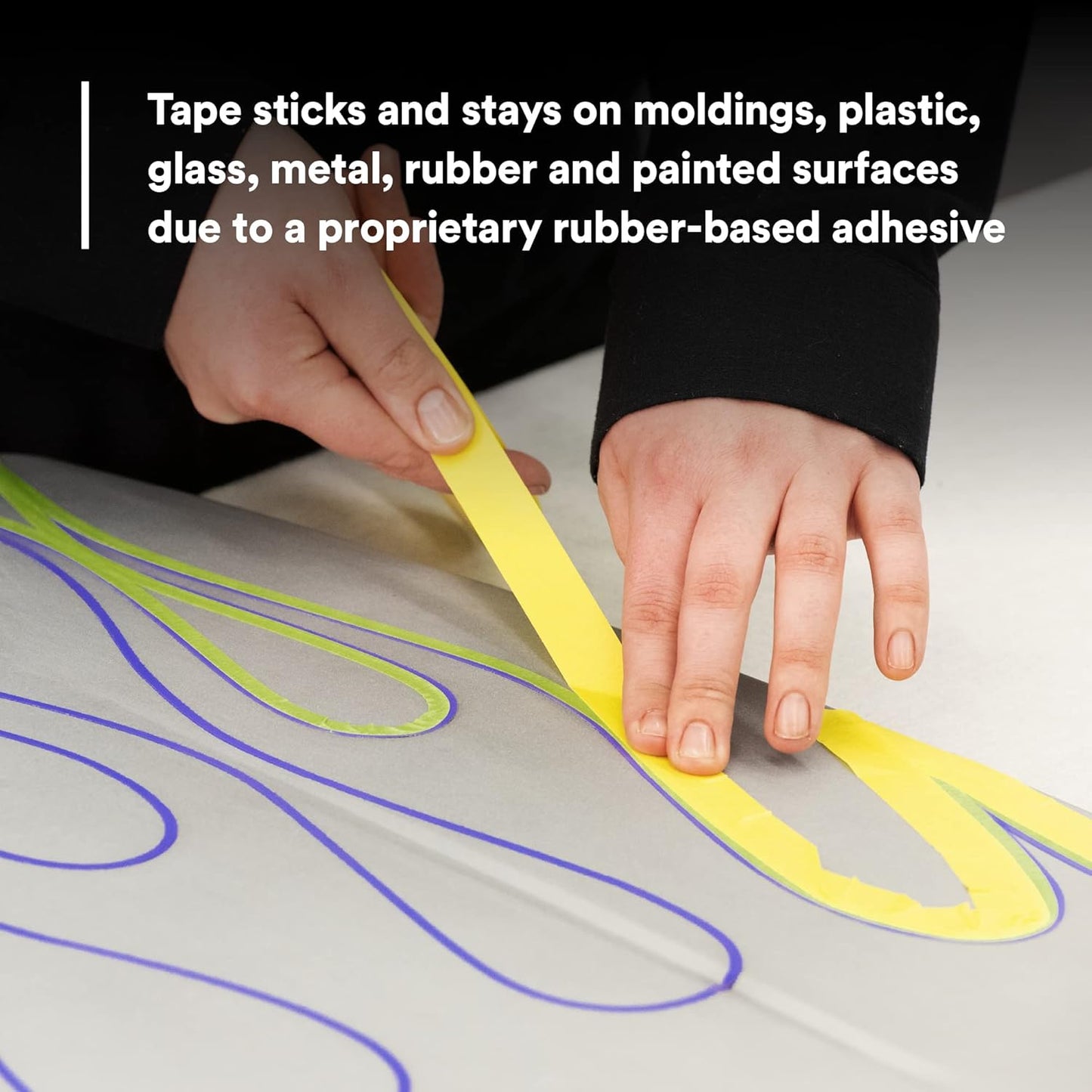 3M Automotive Refinish Masking Tape 388N, 06654, 36 mm x 55 m, Yellow, Crepe Backing, Moisture Resistant, Multi-Purpose