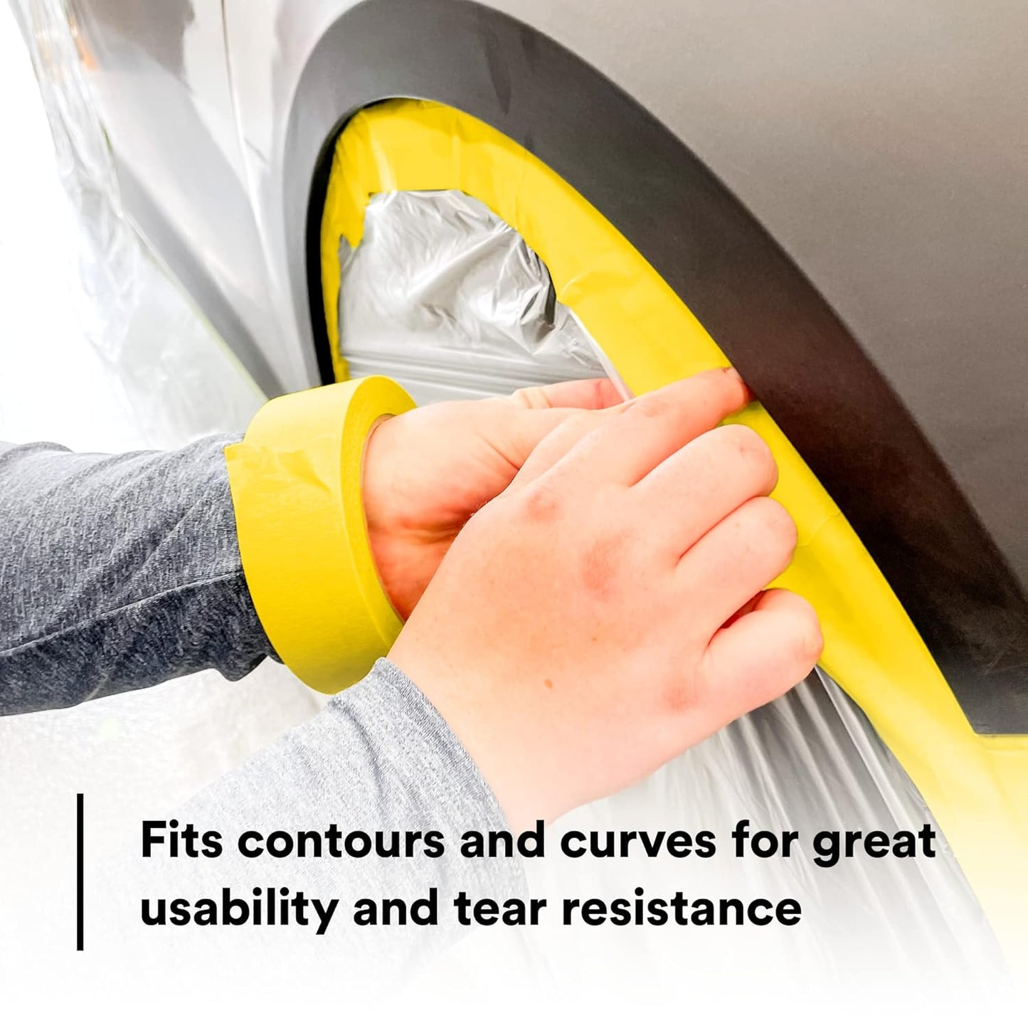 3M Automotive Refinish Masking Tape 388N, 06654, 36 mm x 55 m, Yellow, Crepe Backing, Moisture Resistant, Multi-Purpose