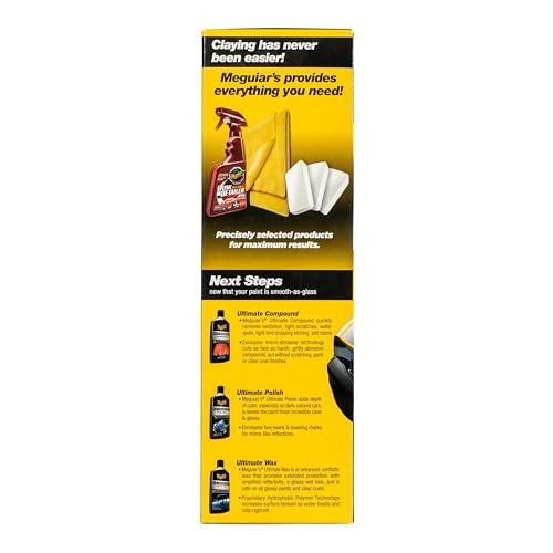 Meguiar's G10240 Smooth Surface XL Clay Kit - Includes 240 Grams of Clay Bars, Quik Detailer Spray Bottle and Microfiber Towel