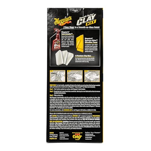 Meguiar's G10240 Smooth Surface XL Clay Kit - Includes 240 Grams of Clay Bars, Quik Detailer Spray Bottle and Microfiber Towel