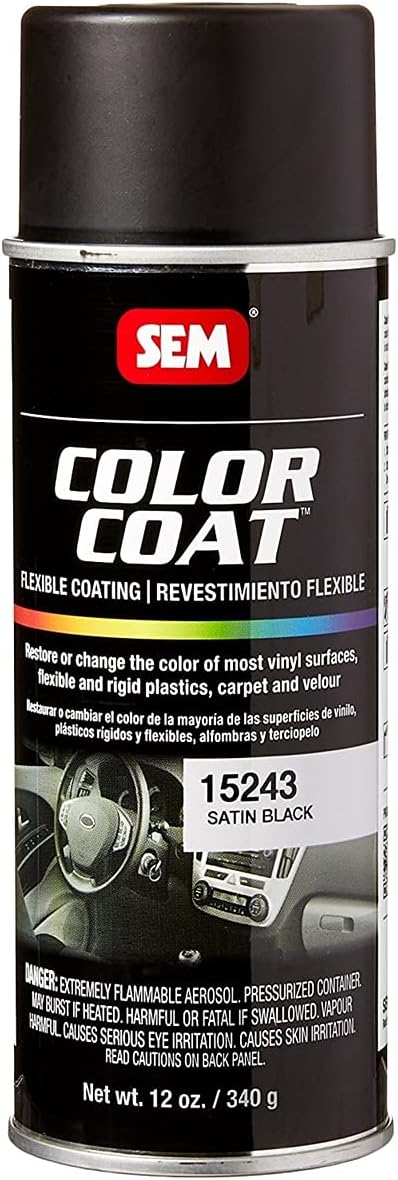 SEM Paints SEM15243 Satin Black Color Coat Aerosol 12 Ounce (Pack of 1)