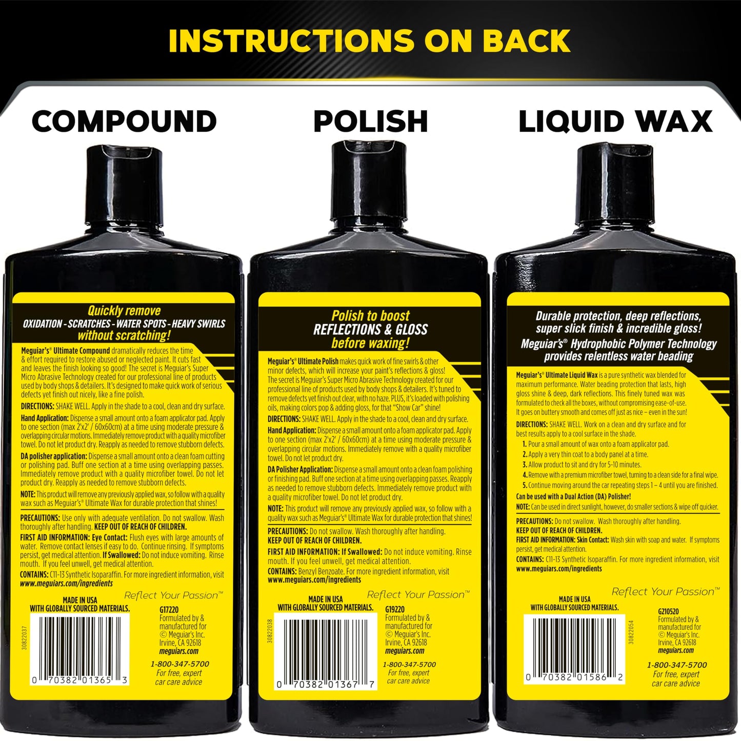 Meguiar's Ultimate 3 Step Paint Care Kit, Car Detailing and Polishing Kit
